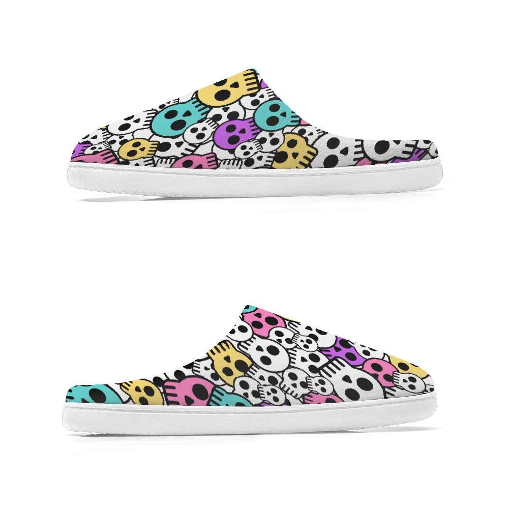 Skull printed cotton slippers  - đánh giá và giá Men Shoes For Winter